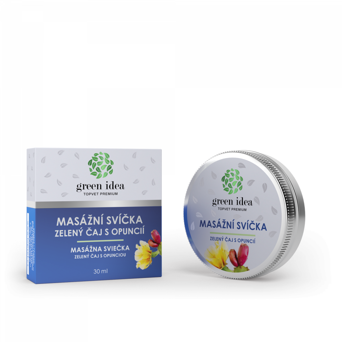 NATÚR MASSZÁZSGYERTYA zöld tea & opuncia